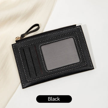Xajzpa Minimalist Ultra-thin Coin Wallet Fashionable and Portable PU Leather Wallet Multifunctional Credit Card Clip Zipper Card Holder